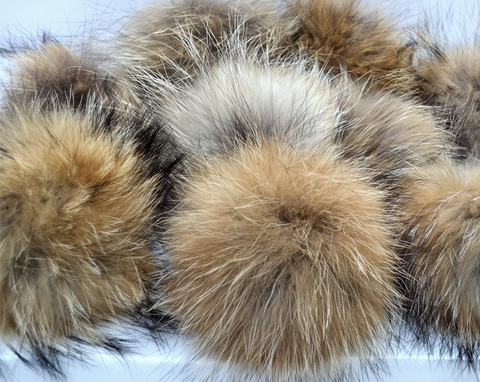 Raccoon fur Pom Poms
