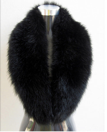 Large Faux Fox Fur Collar Scarf - 100 cm Winter Shawl - Wine Red