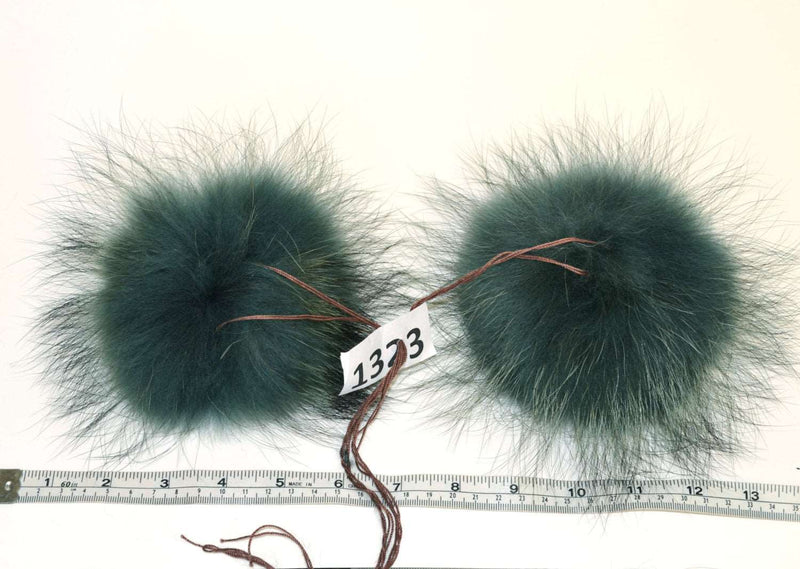 7,5" RACCOON FUR Pom Poms- PAIR! Raccoon Pom Pom, Fur Ears, Genuine Fur, Green Pom Pom, Handmade Fur Pom Pom, Pom Pom Hat, Raccoon, Double