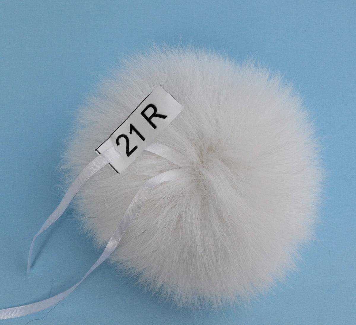 White Large Fox Fur Pom Pom – genuine fox fur – image 3