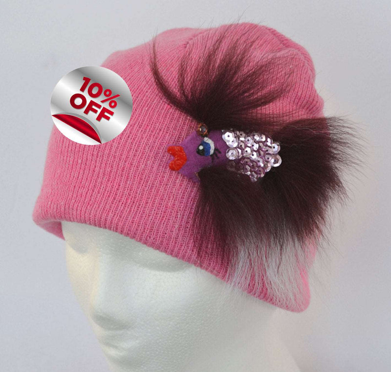 CHILD BROOCH! Fish Brooch, Real Fur Brooch, pin for hat, coat, dress, blanket, hair accessories, fox fur brooch, kids, baby, animal tropical