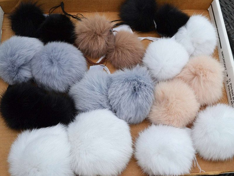 rabbit fur pom pom, double rabbit pom pom