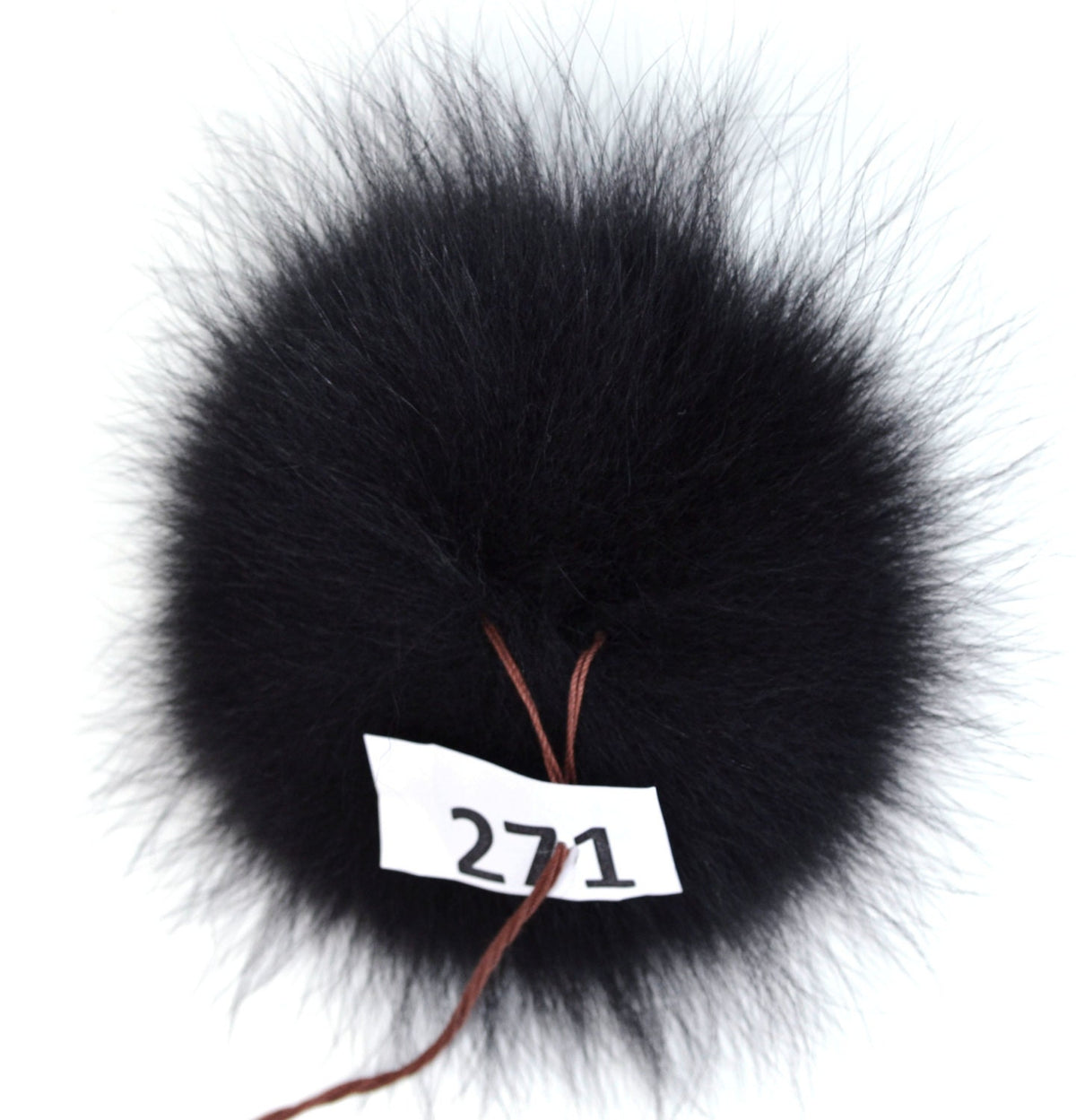 Black Large Fox Fur Pom Pom – genuine fox fur – image 3