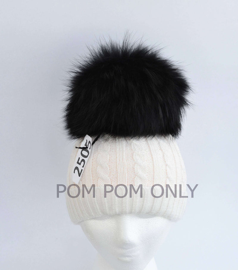 7-8,5" EXTRA LARGE BLACK Pom Poms! Double Raccoon Pom Pom Giant Pom Pom for Chunky Hat Beanie Tuque Winter Knit Hats  Puff Fluffy Fur Ball