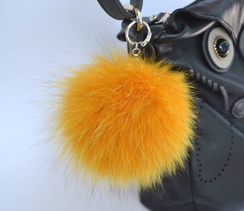 fur pom pom keychain