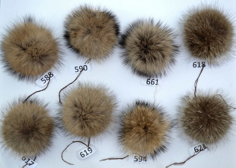 raccoon fur pom poms