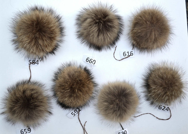 large raccoon fur pom poms