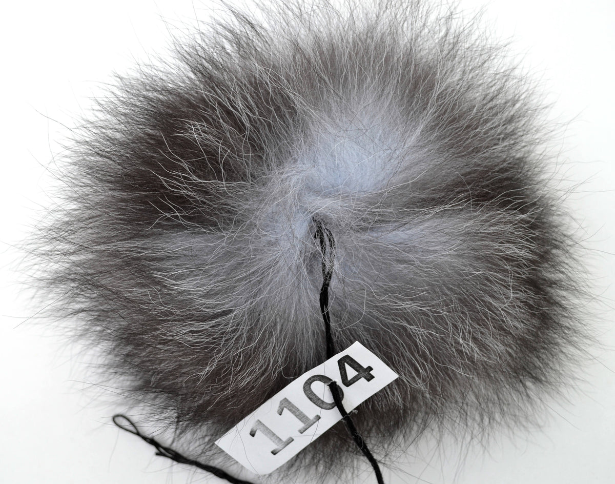 Natural Silver Silver Fox Pom Pom – genuine silver fox fur – image 3