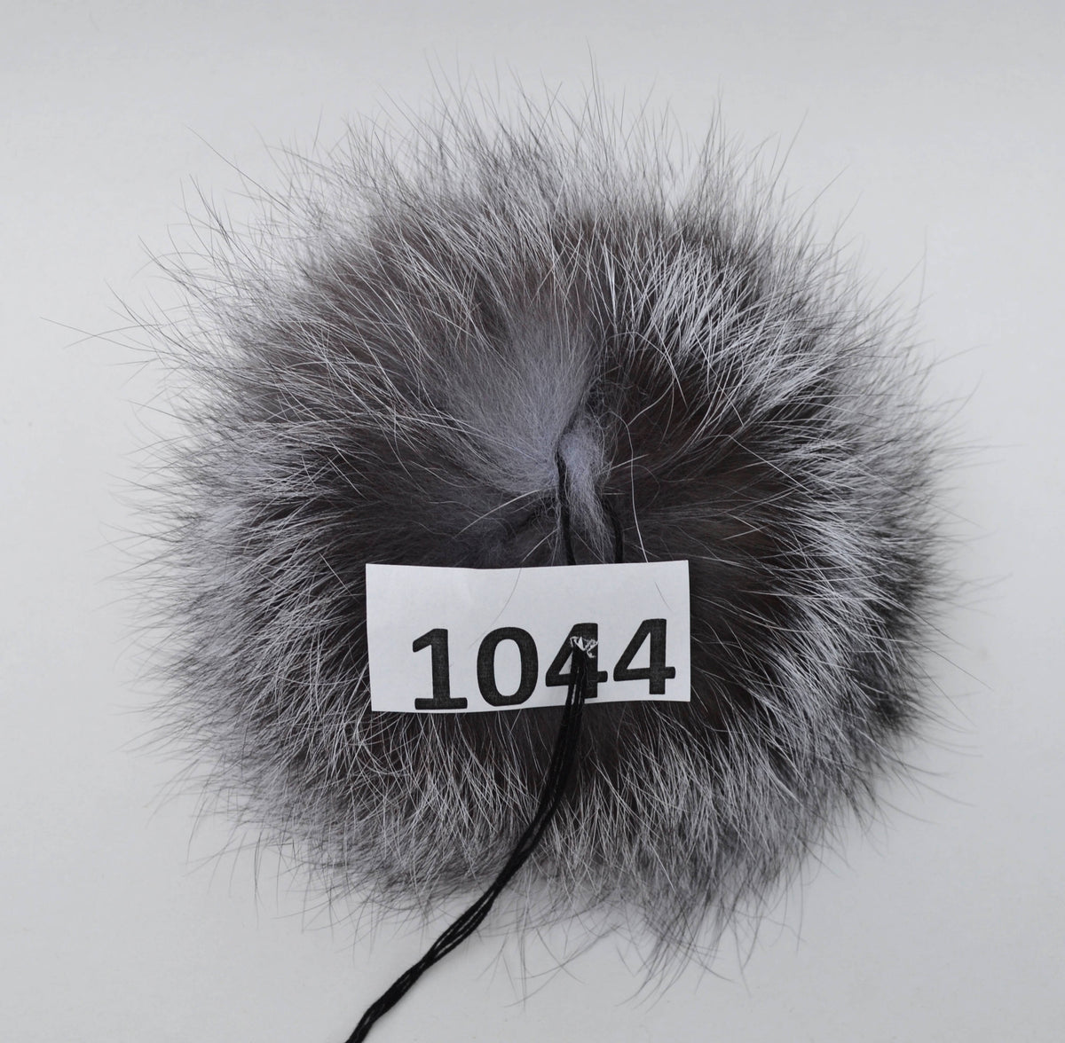 Gray Fur Pom Pom Keychain – genuine silver fox fur – image 3