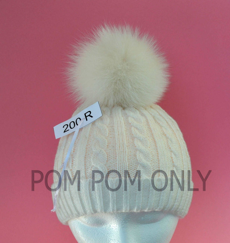 fur pom pom knit hat