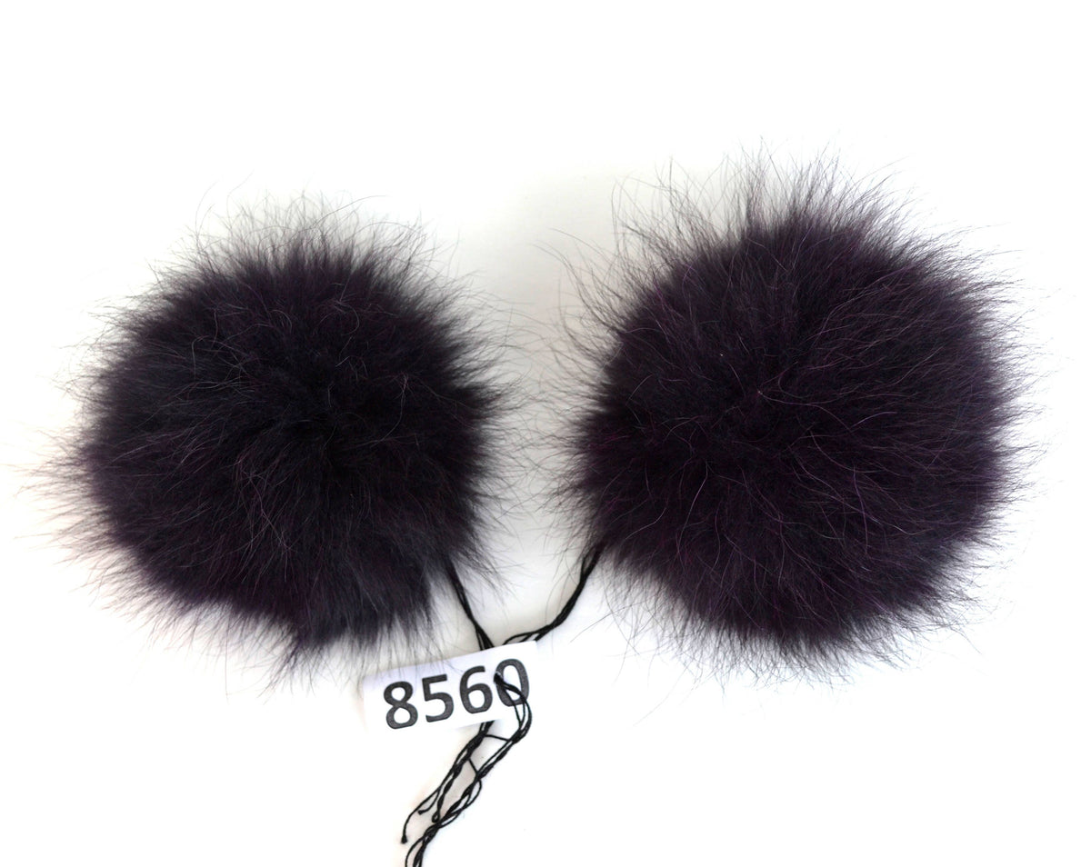 Blue Fur Pom Pom Ears – genuine raccoon fur – image 2