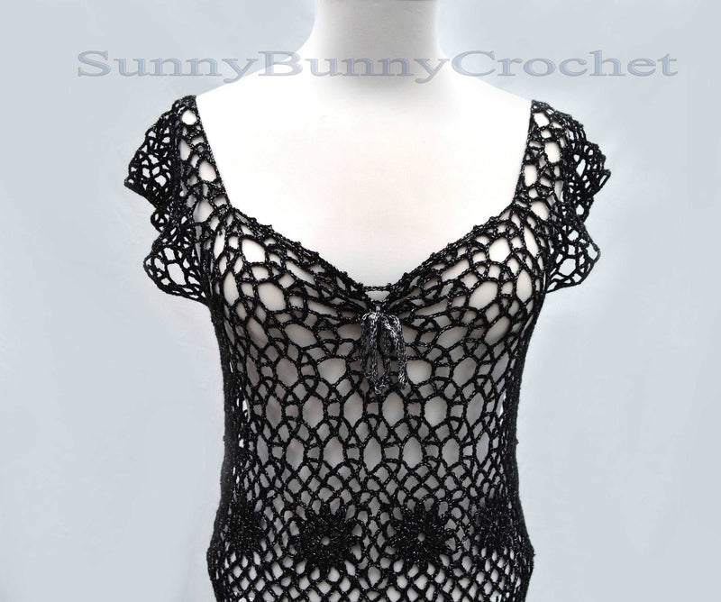 CROCHETED DRESS BEACH Cover Up Sexy Cotton Lace Openwork Short Knit Tunic Cover Summer Party Mini Dress Top Women Lady Flowers Net Boho S, L