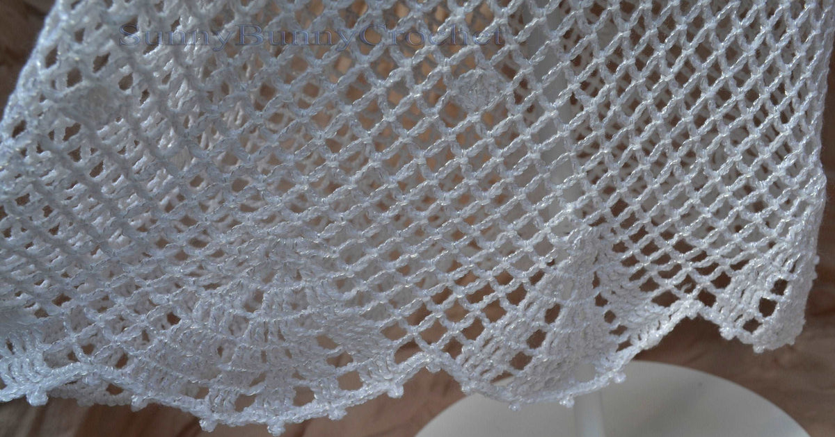 White crochet flower beach cover up dress for women