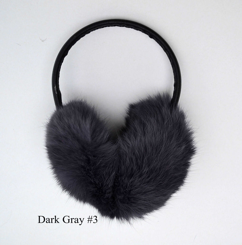 Gray Real Fur Earmuffs, Rabbit Fur Ear Warmer, Gray Earmuffs, Large Ear Muffs, Fluffy Ear Muffs, Earmuffs Women, Rabbit Fur Earmuff