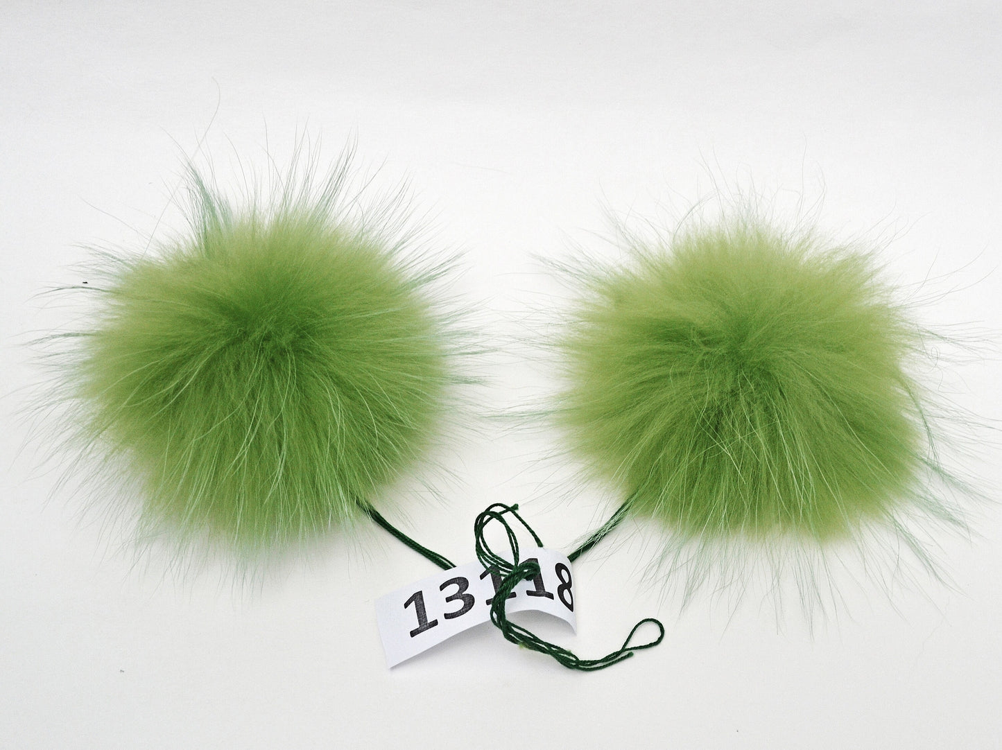 Extra Large Green Raccoon Fur Pom Pom, 7-8.5 Inch
