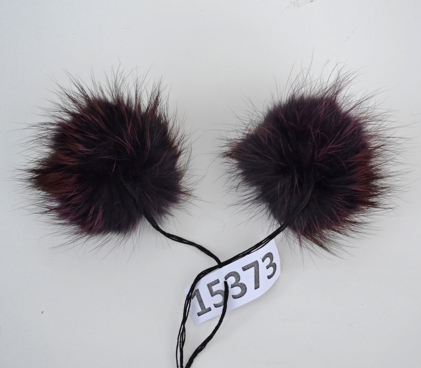 Plum Fox Fur Pom Poms: Handmade Detachable Pair (4.5")
