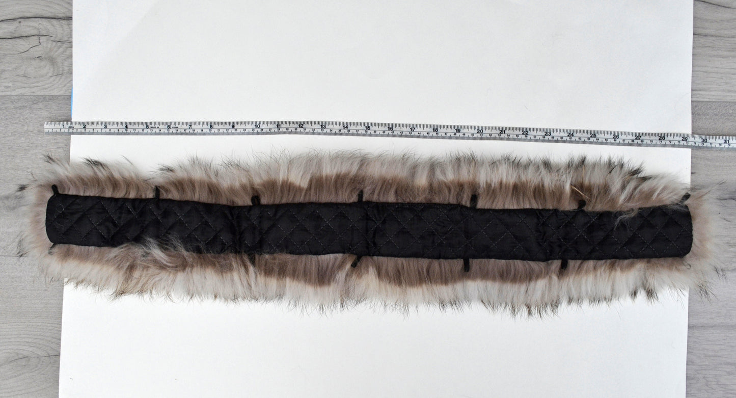 BY ORDER XL Real Raccoon Fur Collar, Fur Trim for Hoodies, Light Raccoon Fur Collar, Fur Scarf, Fur Ruff, Raccoon Fur Hood, Raccoon Fur
