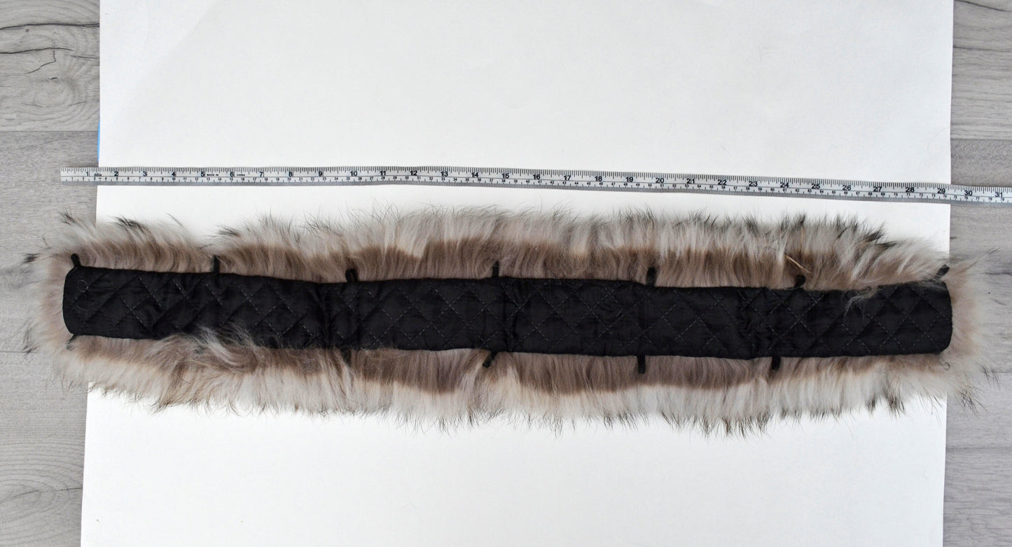 BY ORDER XL Real Raccoon Fur Collar, Fur Trim for Hoodies, Light Raccoon Fur Collar, Fur Scarf, Fur Ruff, Raccoon Fur Hood, Raccoon Fur