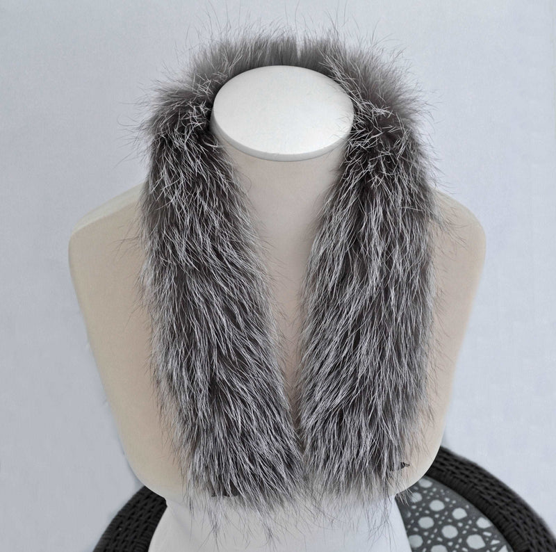 BY ORDER Finnish Silver Fox Fur Trims for Hood, Fur Replacement