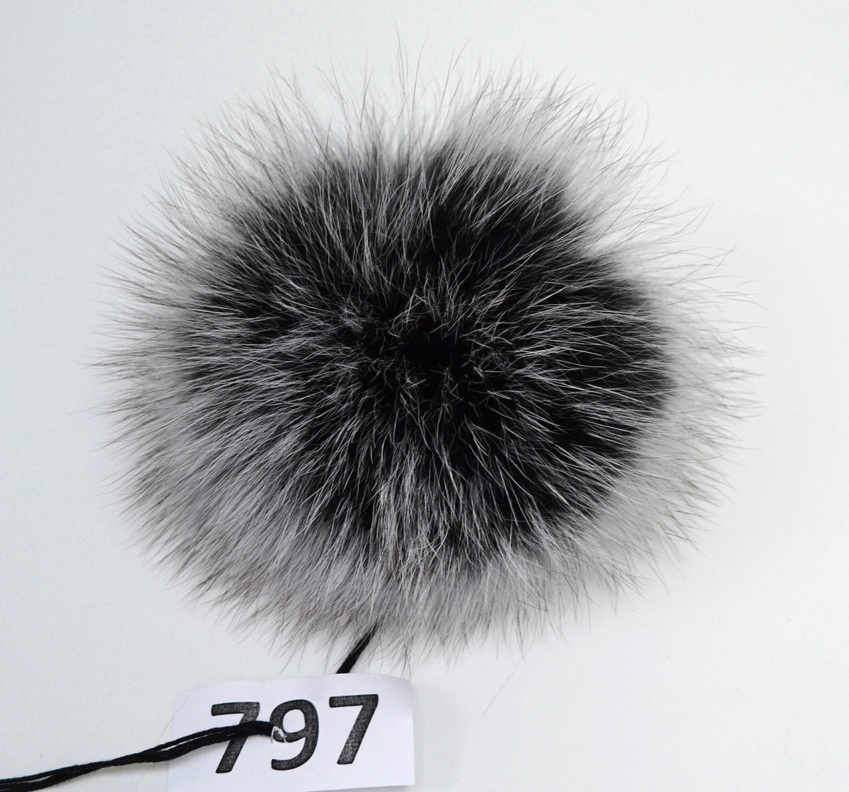 Black Double Fox Fur Pom Poms – genuine fox fur – image 5