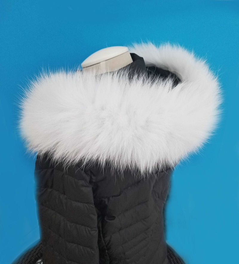 BY ORDER XL Double Real Fox Fur (Tail) Trim Hood, Fox Fur Collar, Fur Scarf, Fur Ruff, Fox Fur Hood, Hood Fur, Fur collar trim, white