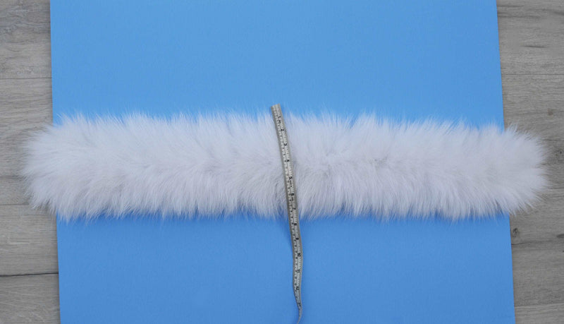 BY ORDER XL Double Real Fox Fur (Tail) Trim Hood, Fox Fur Collar, Fur Scarf, Fur Ruff, Fox Fur Hood, Hood Fur, Fur collar trim, white