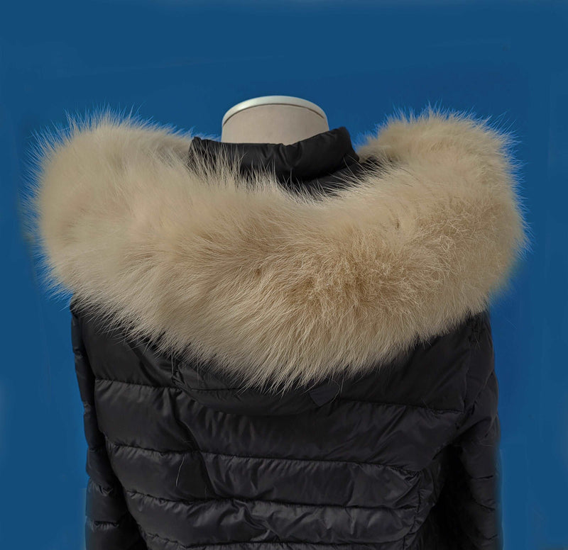 Large Beige Fox Fur Trim, Collar for Hood (PIECES), 80 cm