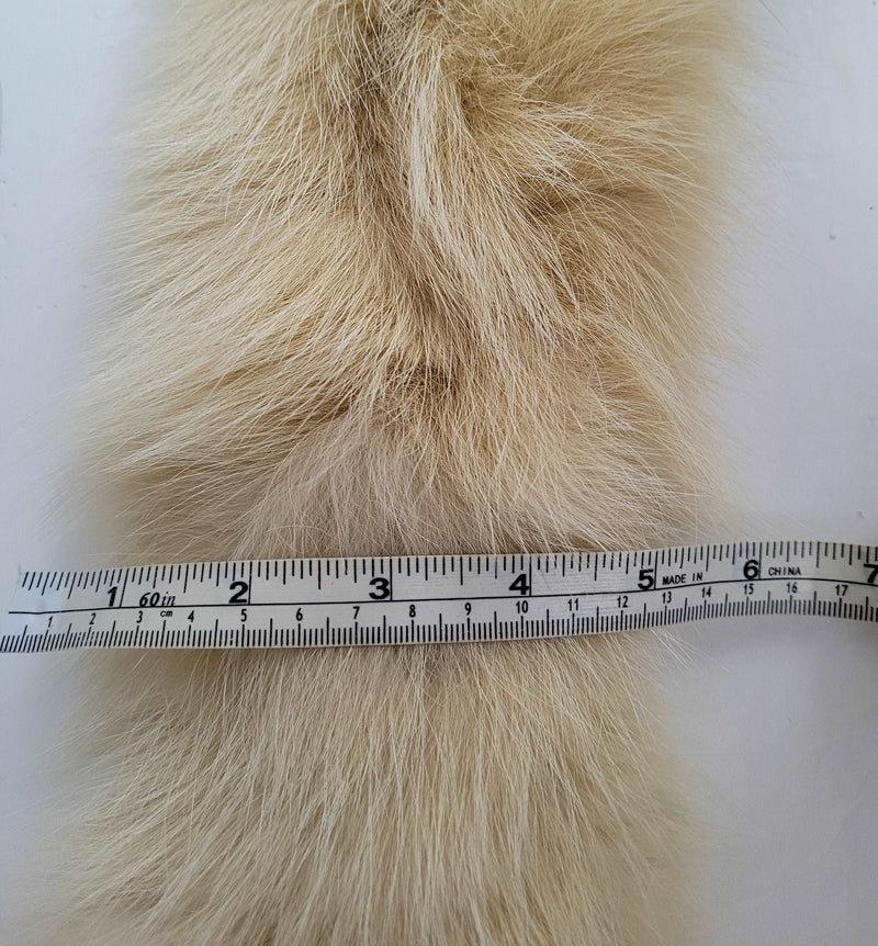 Large Beige Fox Fur Trim, Collar for Hood (PIECES), 80 cm