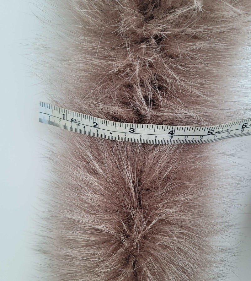 Large Brown (CAPPUCHINO) Fox Fur Trim, Collar for Hood (PIECES), 80 cm