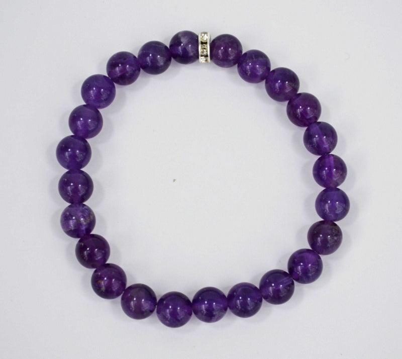 AMETHYST BRACELET, Purple Stone Bracelet, 8mm Gemstone Bracelet, Amethyst Stone Bracelet, Beaded Bracelet, Healing Bracelet 100% real stones