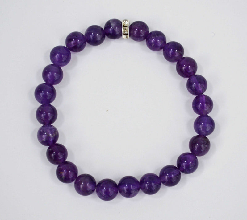 100% Natural Amethyst Bracelet, Purple Stone Bracelet, 8mm Gemstone Bracelet, Amethyst Stone Bracelet, Beaded Bracelet, Healing Bracelet