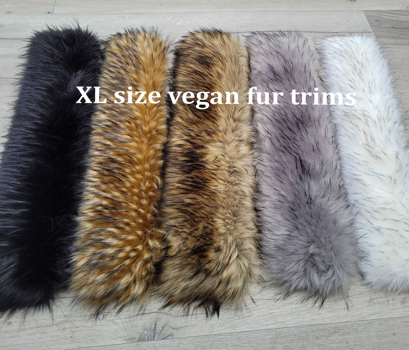 BY ORDER Extra Large Faux Fur Vegan Trim Hood 70 cm, Large Faux Fur Collar Trim, Faux Raccoon Fur, Fur Ruff, Faux Fur Hood, Hood Fur Jacket