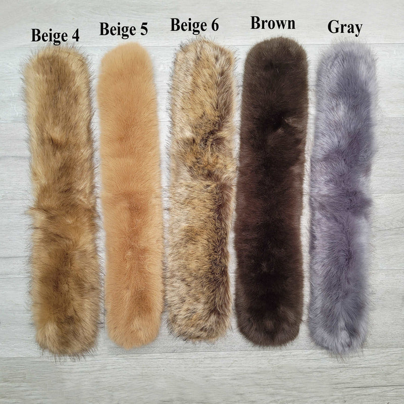 Extra Large Silky Faux Fur Vegan Trim Hood 70 cm, Large Faux Fur Collar Trim, Faux Fox Fur, Fur Ruff, Faux Fur Hood, Jacket, Like Real Fur