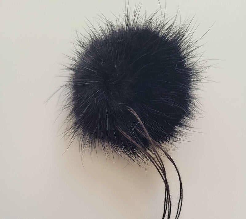 BY ORDER 5pc - 2" (50mm) Genuine Natural Mink Pom Poms Fur Ball Charm Pendant for Keychain Necklace Earring Pompom Pom Ring Black Fur Pompom