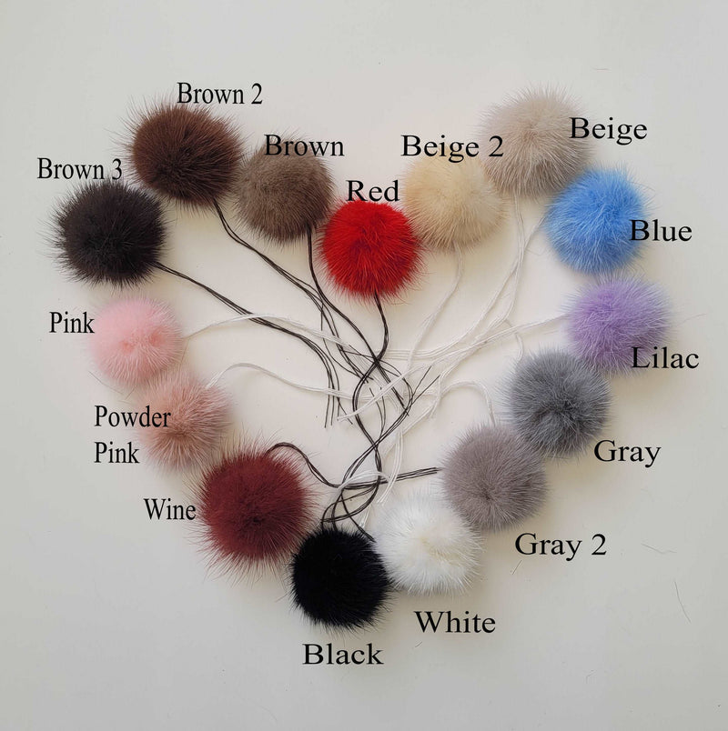 BY ORDER 5pc set Large Mink Fur Pom Poms Genuine Fur Ball Charm Pendant for Keychain Necklace Earring Pompom Pom Ring Natural Fur Pompom