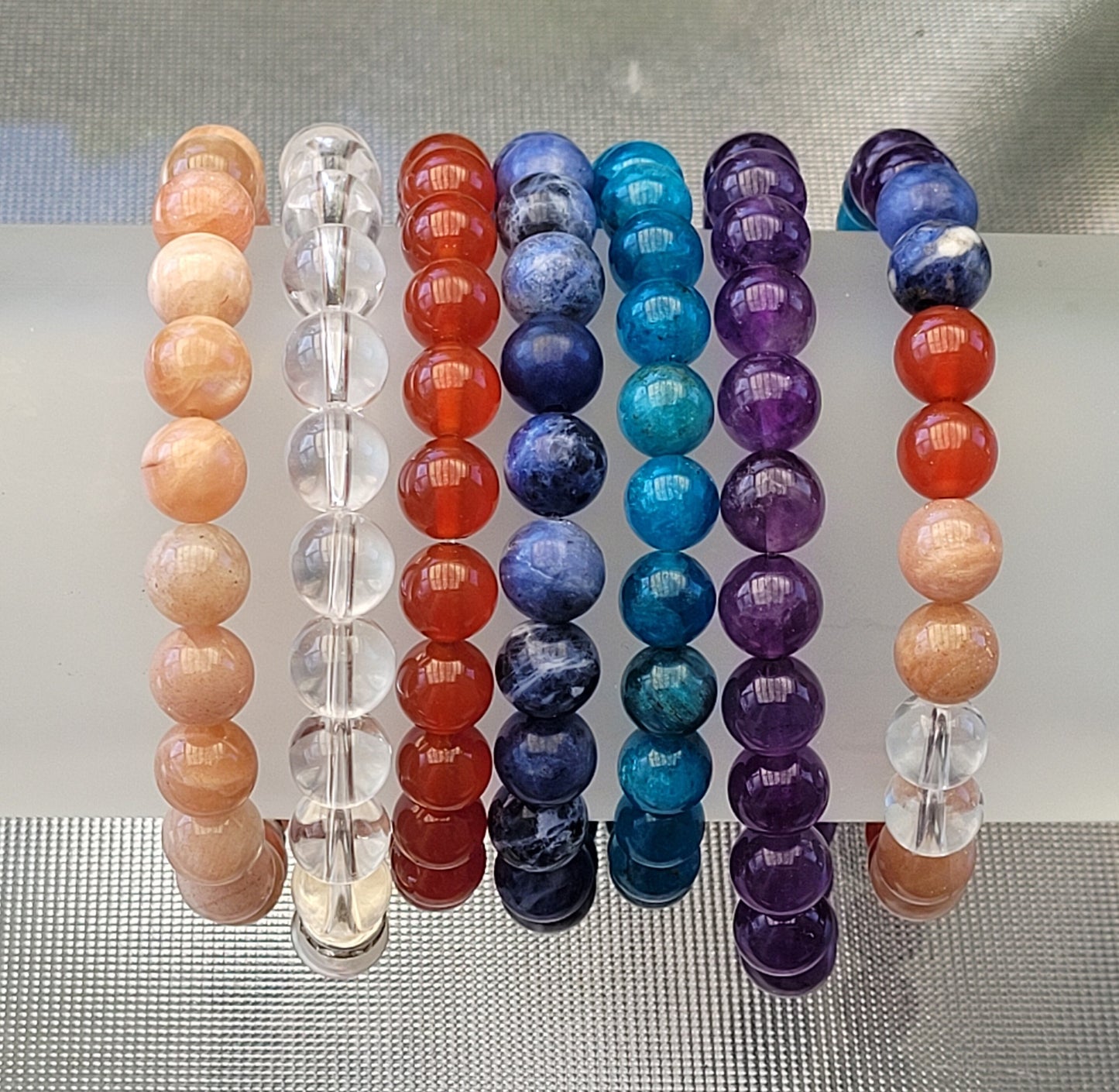 Handmade Gemstone Bracelet: 8mm Round Crystal Beads, Stretchy Healing Bracelet