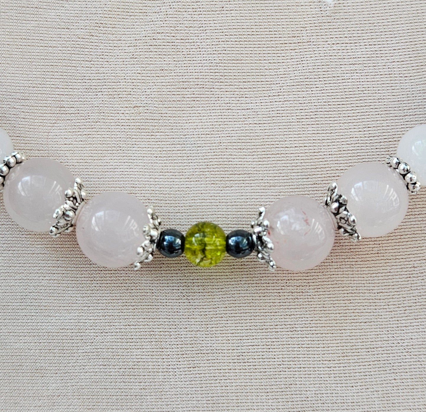 Rose Quartz Necklace and Bracelet Set, Green Jade Jewelry Set, Gemstone Jewelry Gift for Her, Matching Necklace Bracelet, Handmade in Canada