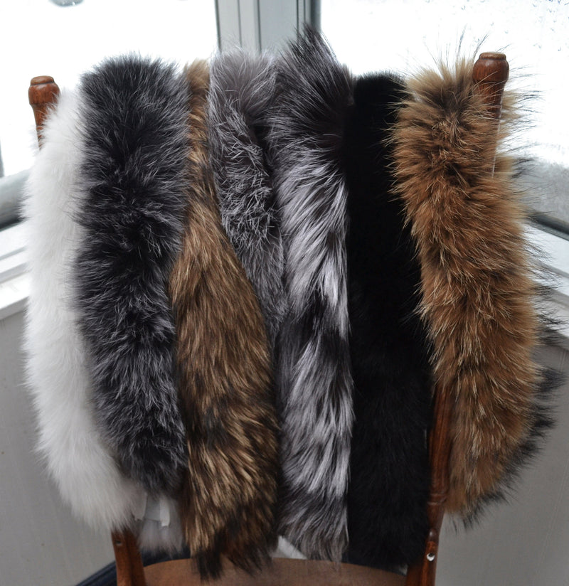 READY TO SHIP 60 cm Real Fox Fur (Tail) Trim Hood, Fur collar trim, Fox Fur Collar, Fur Scarf, Fur Ruff, Fox Fur Hood, Hood Fur Jacket, Fur