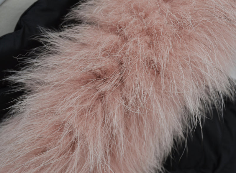 READY TO SHIP, Extra Long Real Fox Fur (Tail) Trim Hood, Fur collar trim, Fox Fur Collar, Fur Scarf, Fur Ruff, Fur Hood, Fur stripe, Powder