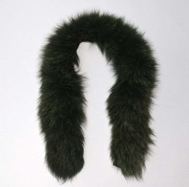 READY to SHIP, Real Fox Fur (Tail) Trim Hood, Fur collar trim, Fox Fur Collar, Fur Scarf, Fur Ruff, Fur Hood, Fur stripe, Coat Trim, Green