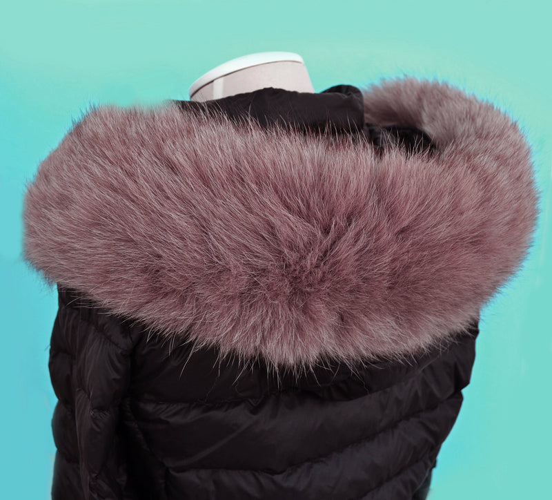 BY ORDER XL Double Real Fox Fur (Tail) Trim Hood, Fur collar trim, Fox Fur Collar, Fur Scarf, Fur Ruff, Fox Fur Hood, Hood Fur, stripe