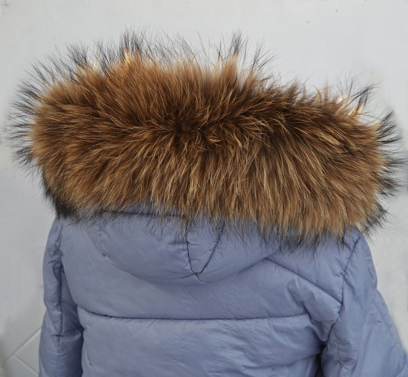 XL Real Finnish Raccoon Fur Collar, Trim for Hood (SKIN), 18-20 cm (Width by Fur)