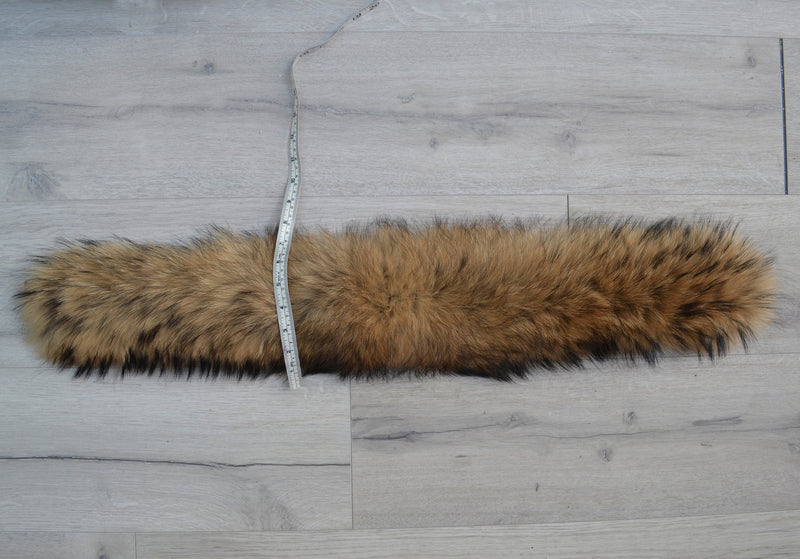 XL Real Finnish Raccoon Fur Collar, Trim for Hood (SKIN), 18-20 cm (Width by Fur)