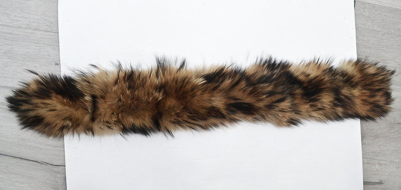 Large Real Raccoon Fur Trim, Collar for Hood (PIECES) of Natural Color, 80 cm