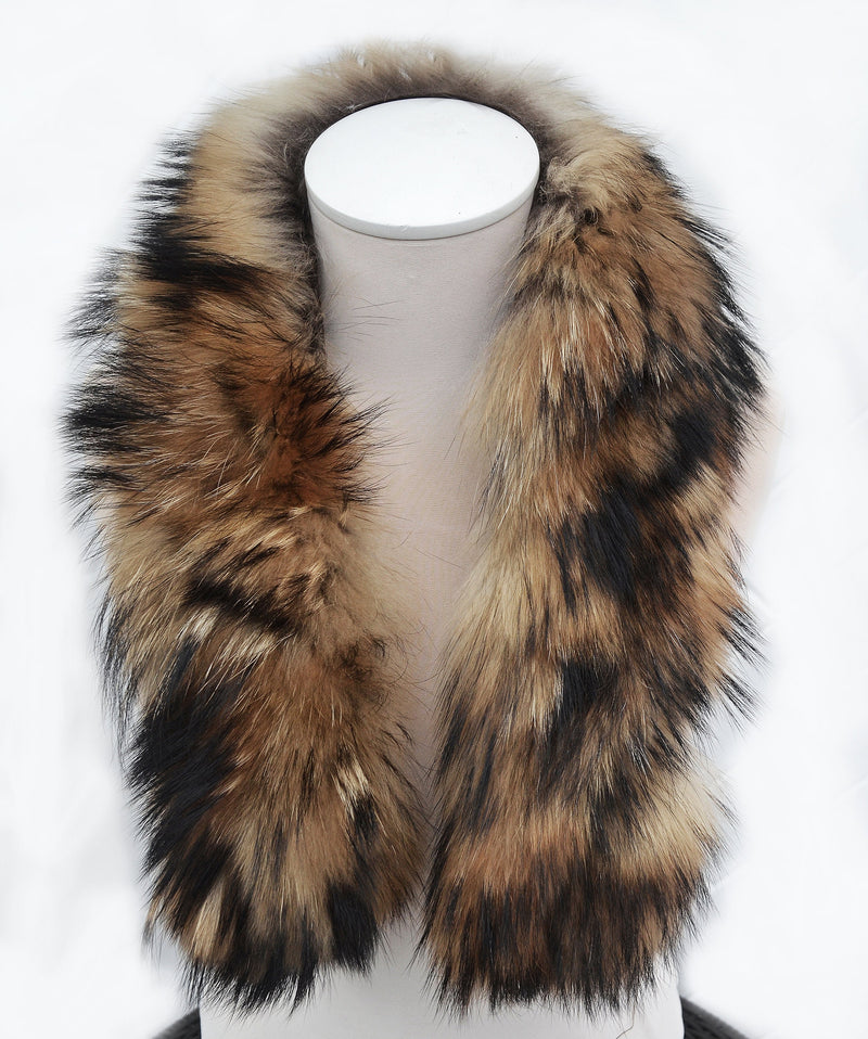 Large Real Raccoon Fur Trim, Collar for Hood (PIECES) of Natural Color, 80 cm