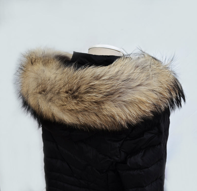 READY to SHIP XL Large Full Finnish Real Raccoon Fur Collar, Fur Trim for Hoodie, Raccoon Fur Collar, Fur Scarf, Fur Ruff, Raccoon Fur Hood