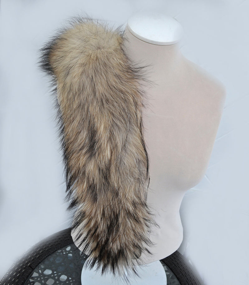 READY to SHIP XL Large Full Finnish Real Raccoon Fur Collar, Fur Trim for Hoodie, Raccoon Fur Collar, Fur Scarf, Fur Ruff, Raccoon Fur Hood