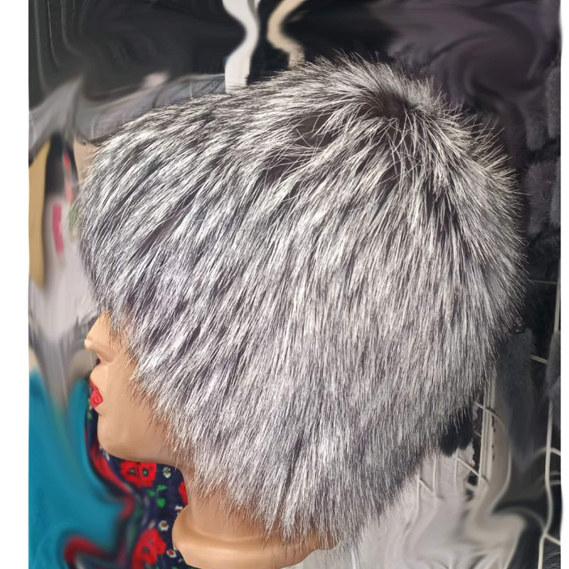 BY ORDER Women Silver Fox Fur Hat, Fur Hat, Stretchy Fur hat, Knit Fur Hat, Fox Fur Hat, Girl Fur Hat, Trapper Hat, Real fur Hat, Fluffy hat
