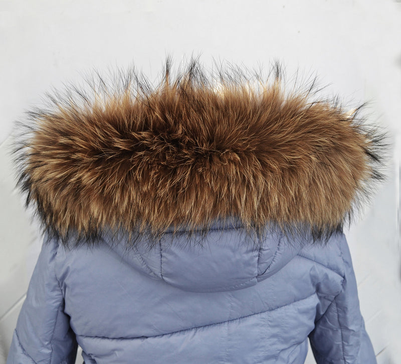 XL Real Finnish Raccoon Fur Collar, Trim for Hood (SKIN), 18-20 cm (Width by Fur)