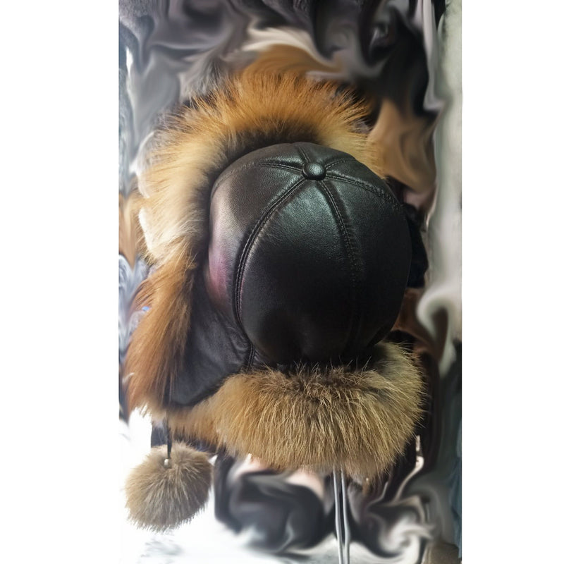 BY ORDER Women Silver fox Fur Hat, Real Leather Fox Fur Hat, Aviator Hat, Ushanka, Russian Hat, Ski Hat, Leather Hat Ear Flap, Girl Trapper